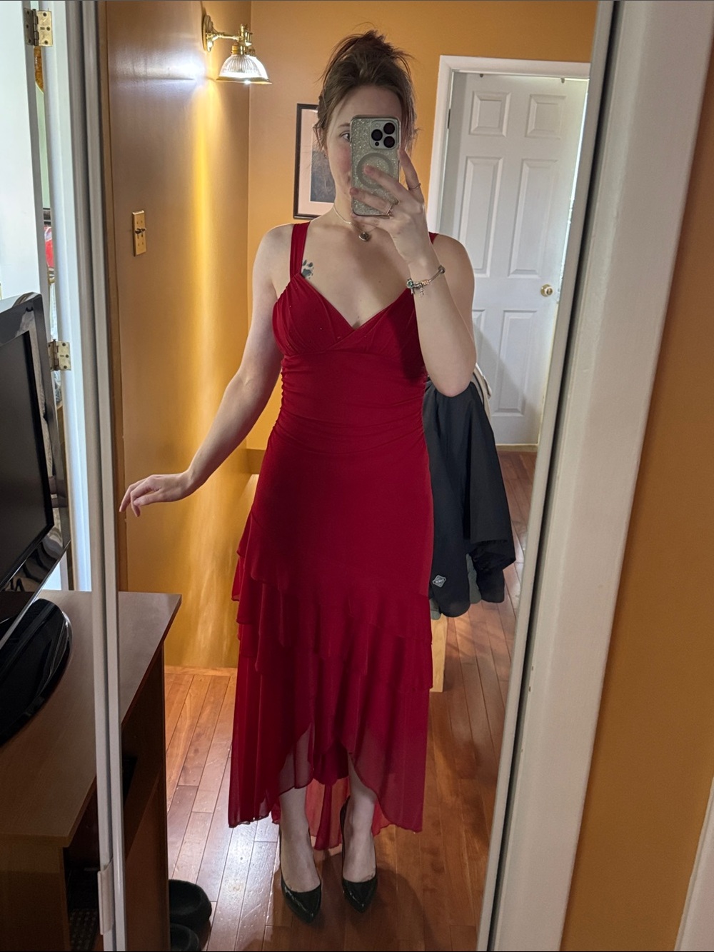 Taboo Red Ruched High-Low Formal Dress